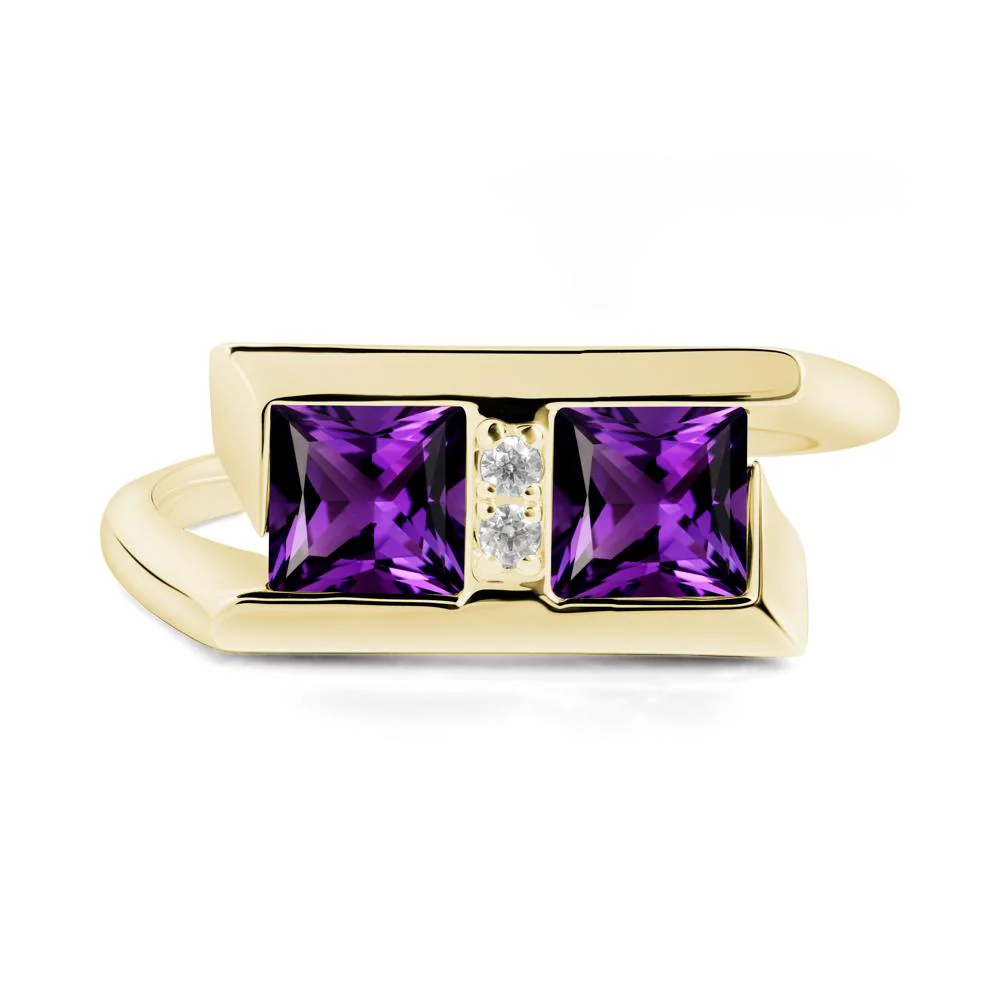 Square Amethyst Toi Et Moi Ring - Image 6