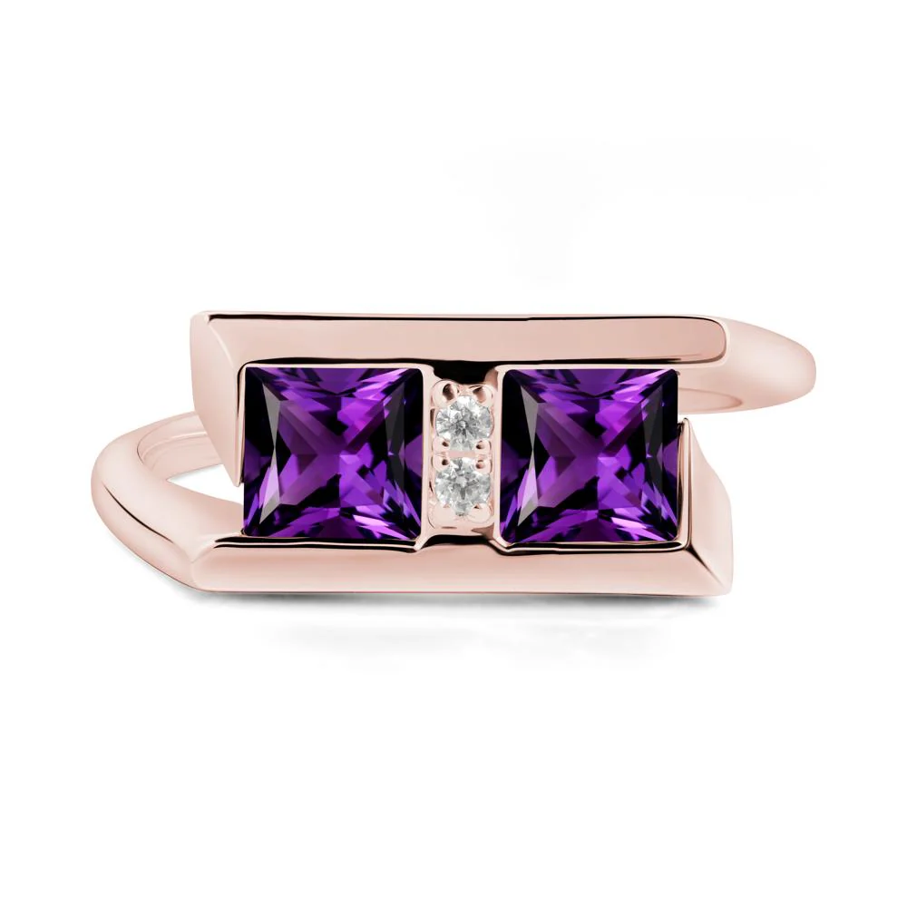 Square Amethyst Toi Et Moi Ring - Image 8