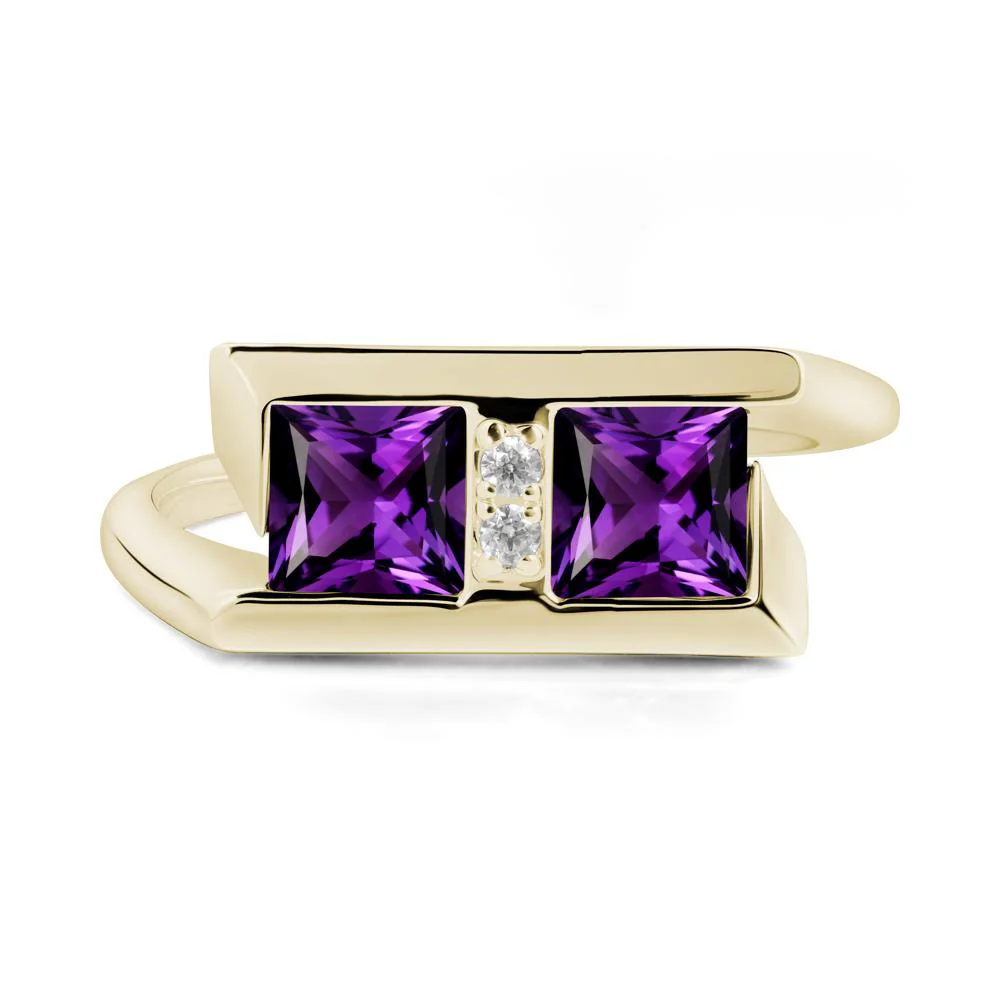 Square Amethyst Toi Et Moi Ring - Image 9