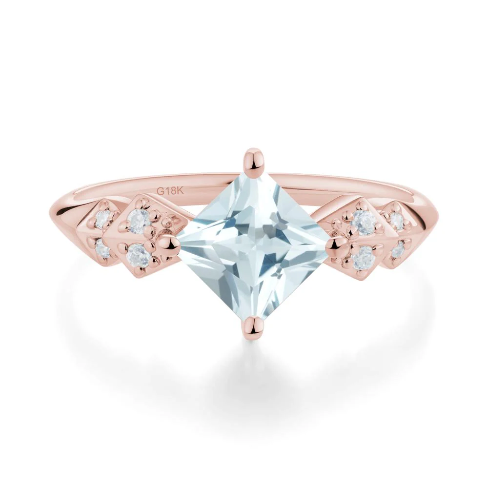 Square Aquamarine Engagement Ring - Image 2