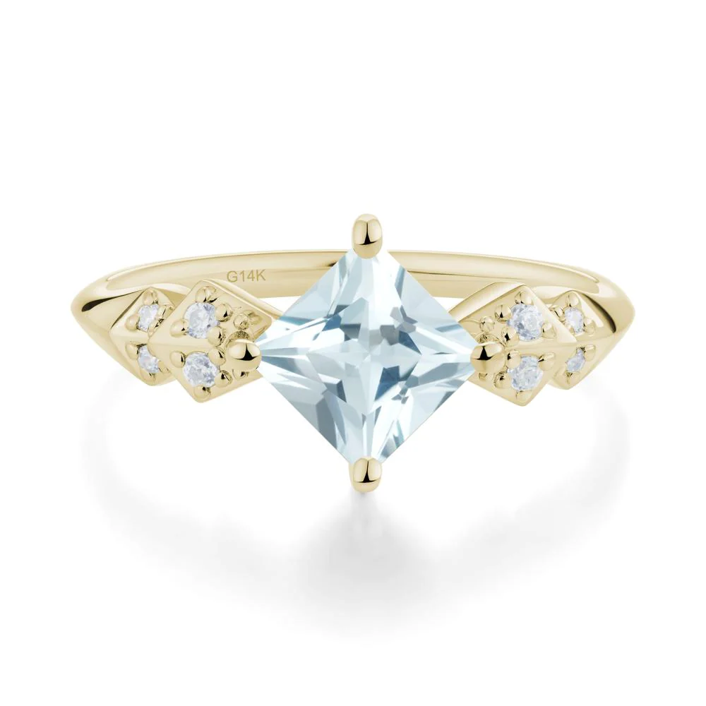 Square Aquamarine Engagement Ring - Image 6