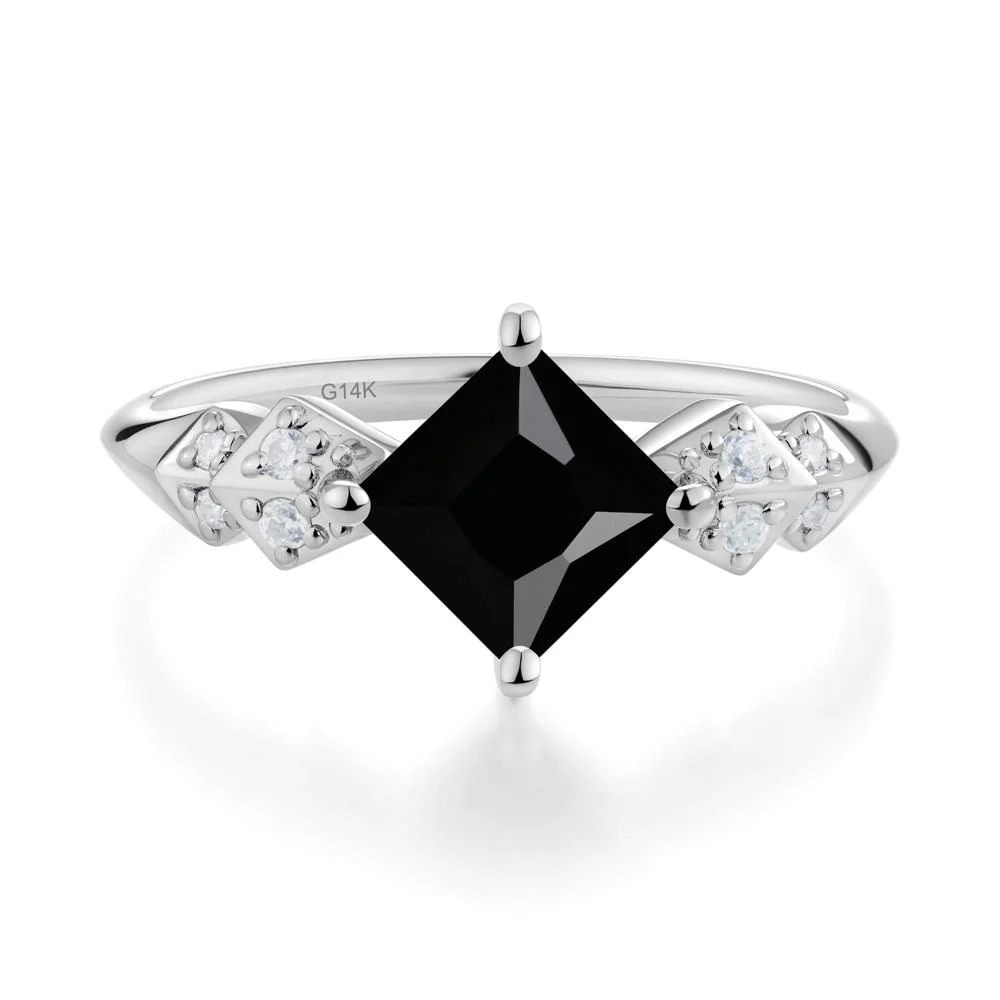 Square Black Spinel Engagement Ring