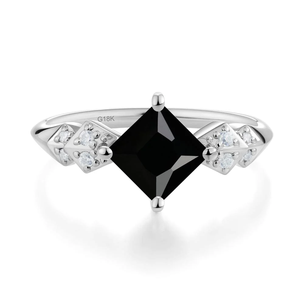 Square Black Spinel Engagement Ring - Image 8