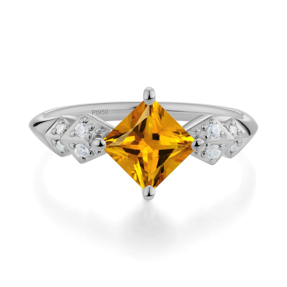 Square Citrine Engagement Ring - Image 4