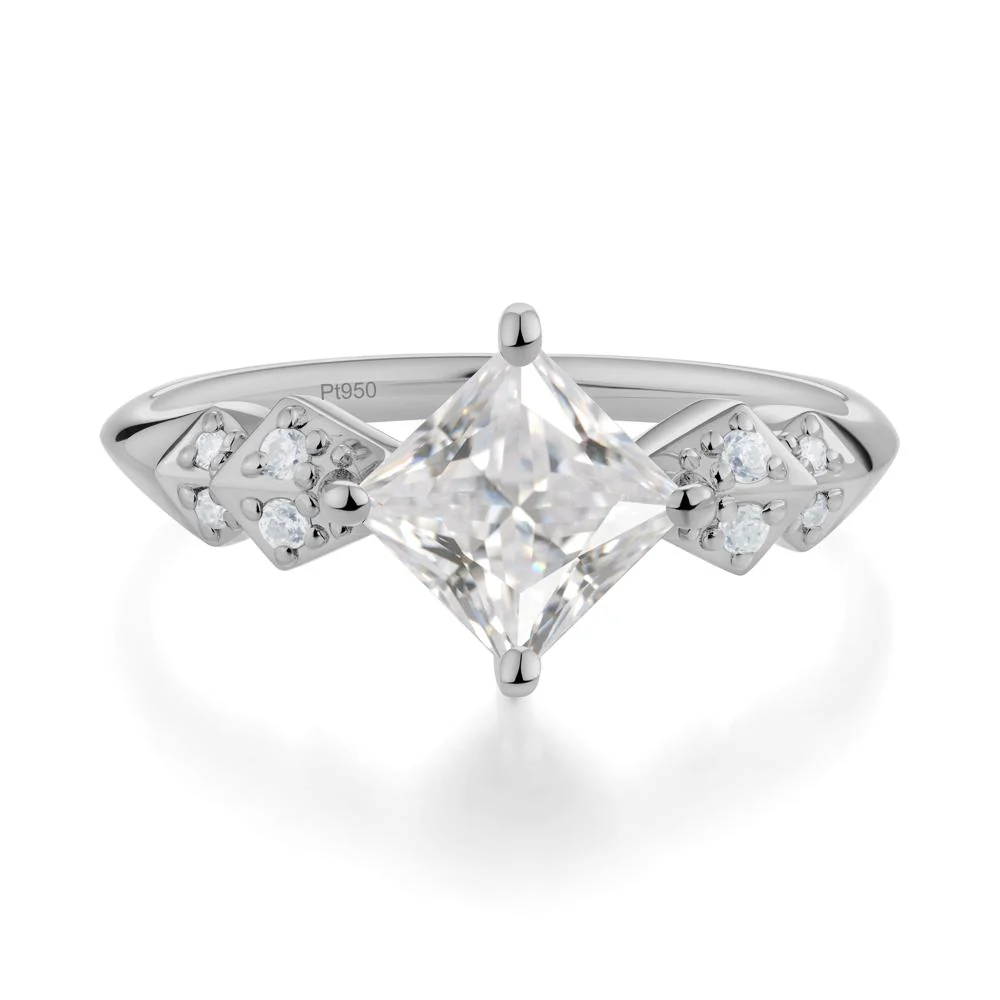 Square Cubic Zirconia Engagement Ring - Image 5