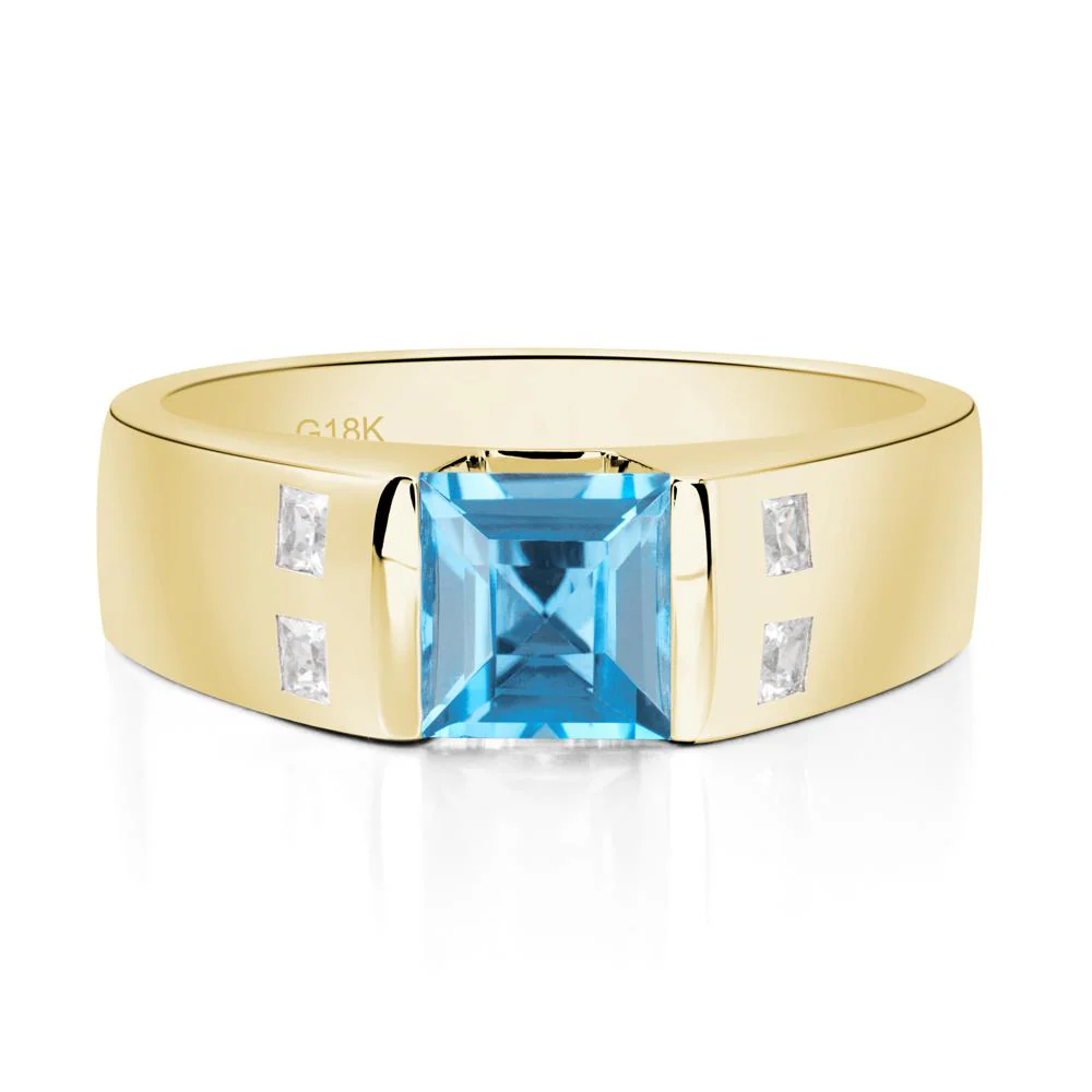 Swiss Blue Topaz Band Ring for Men - Image 8