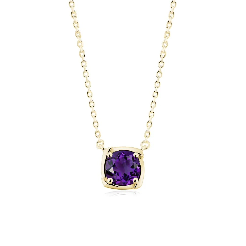 Square-Frame Round Amethyst Necklace - Image 4