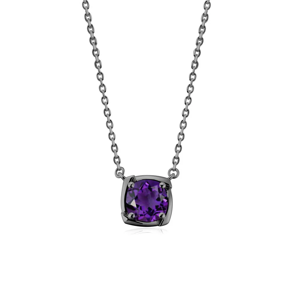 Square-Frame Round Amethyst Necklace - Image 6