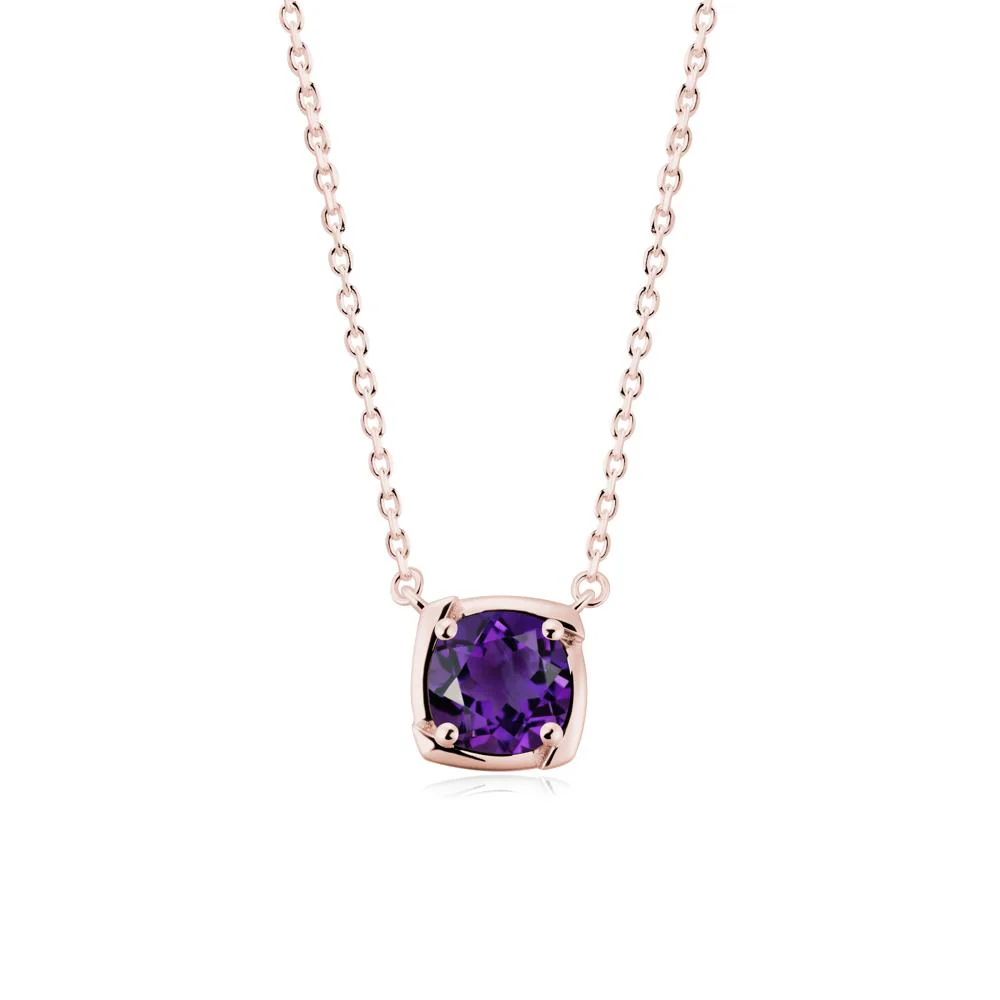 Square-Frame Round Amethyst Necklace - Image 8