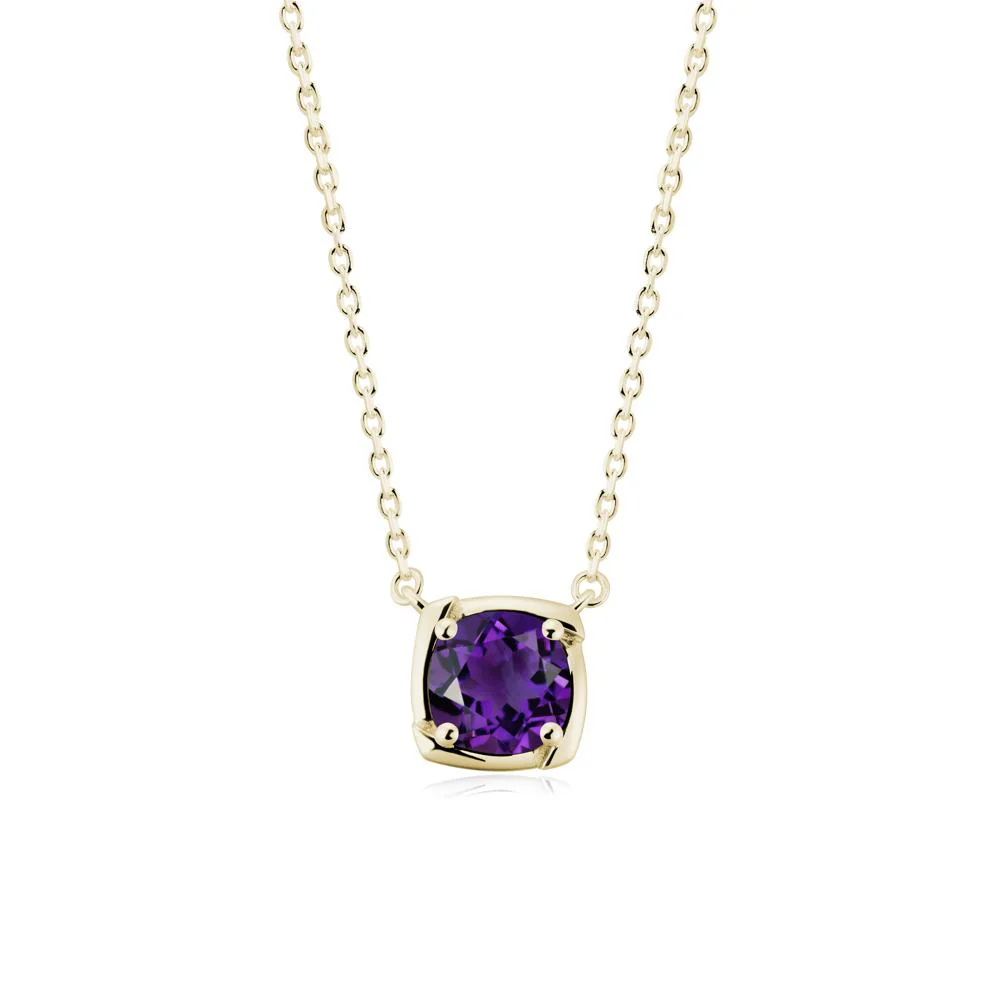 Square-Frame Round Amethyst Necklace - Image 9