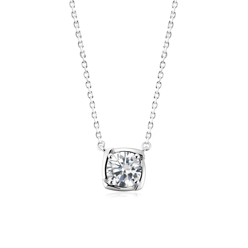Square-Frame Round Cubic Zirconia Necklace