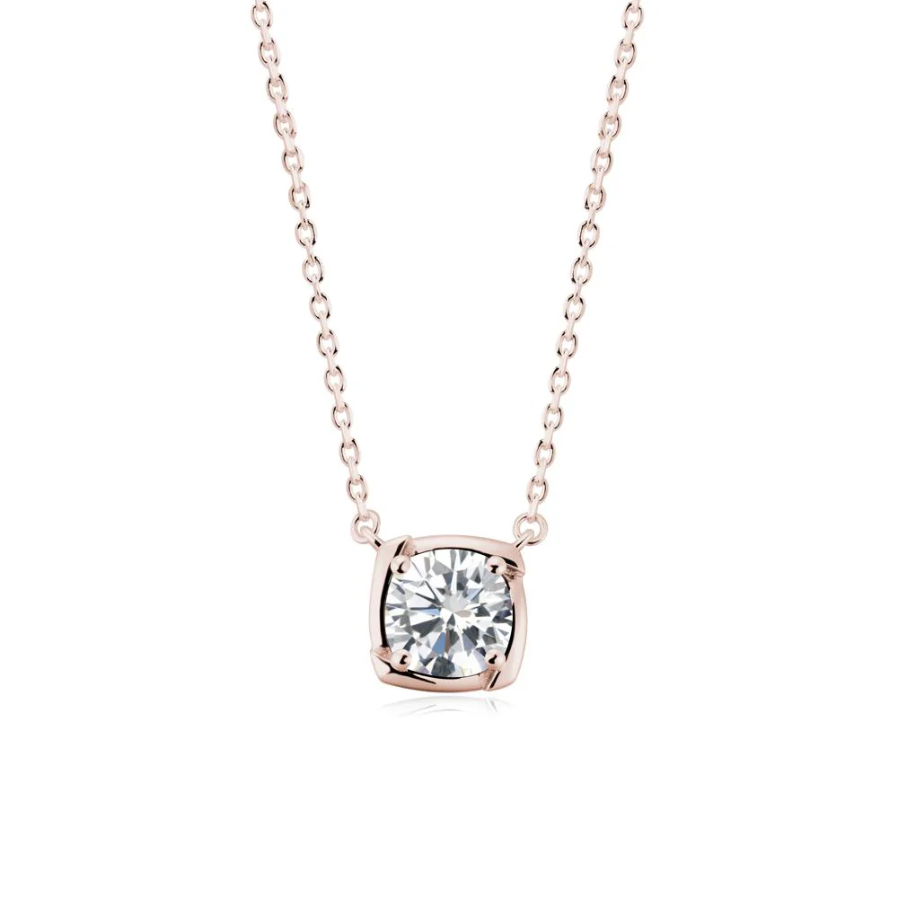 Square-Frame Round Cubic Zirconia Necklace - Image 8