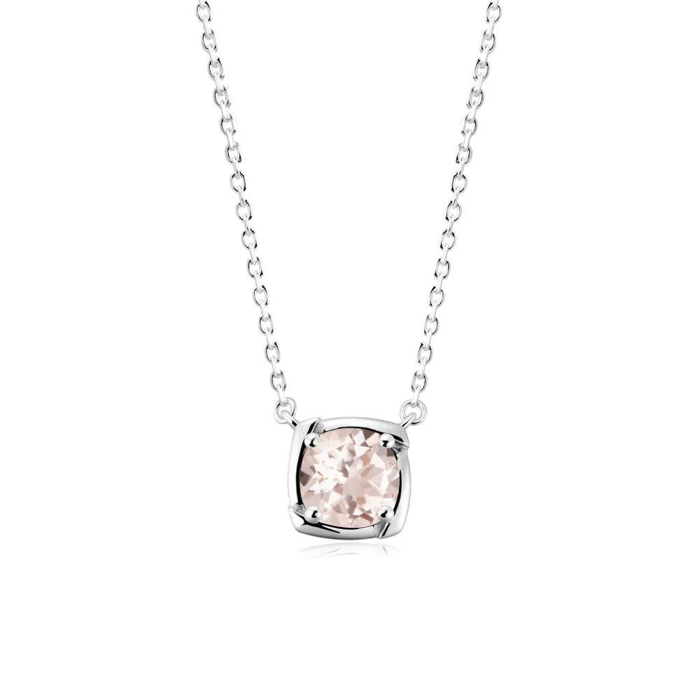 Square-Frame Round Morganite Necklace - Image 2