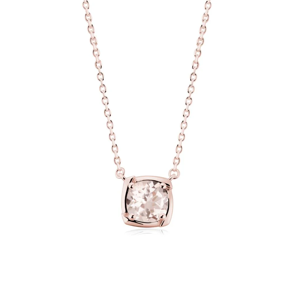 Square-Frame Round Morganite Necklace - Image 5