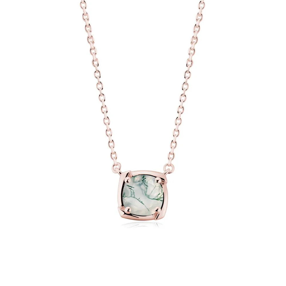 Square-Frame Round Moss Agate Necklace - Image 3