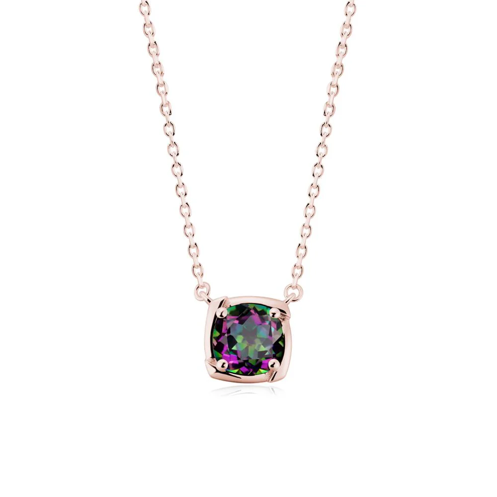 Square-Frame Round Mystic Topaz Necklace - Image 2