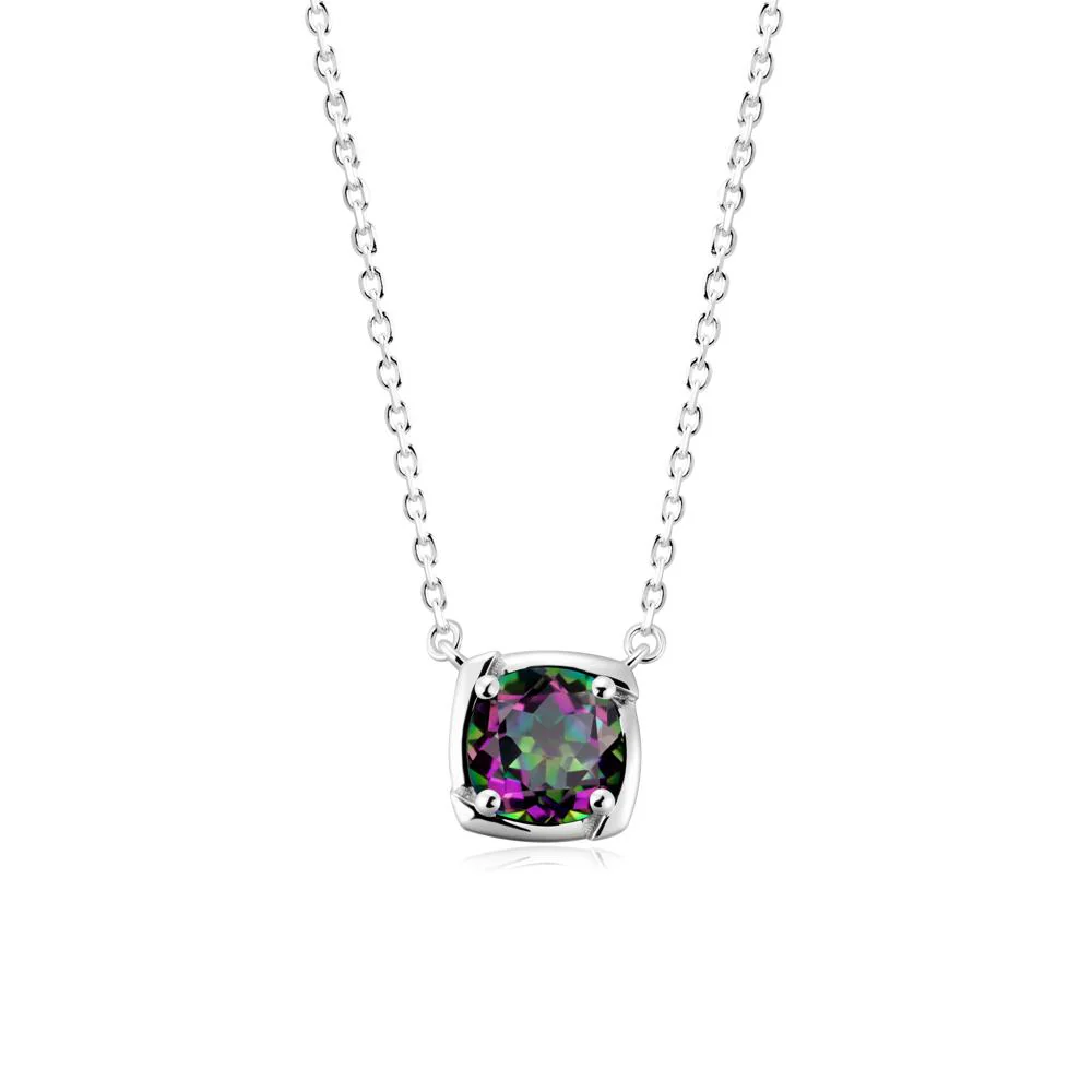 Square-Frame Round Mystic Topaz Necklace - Image 4
