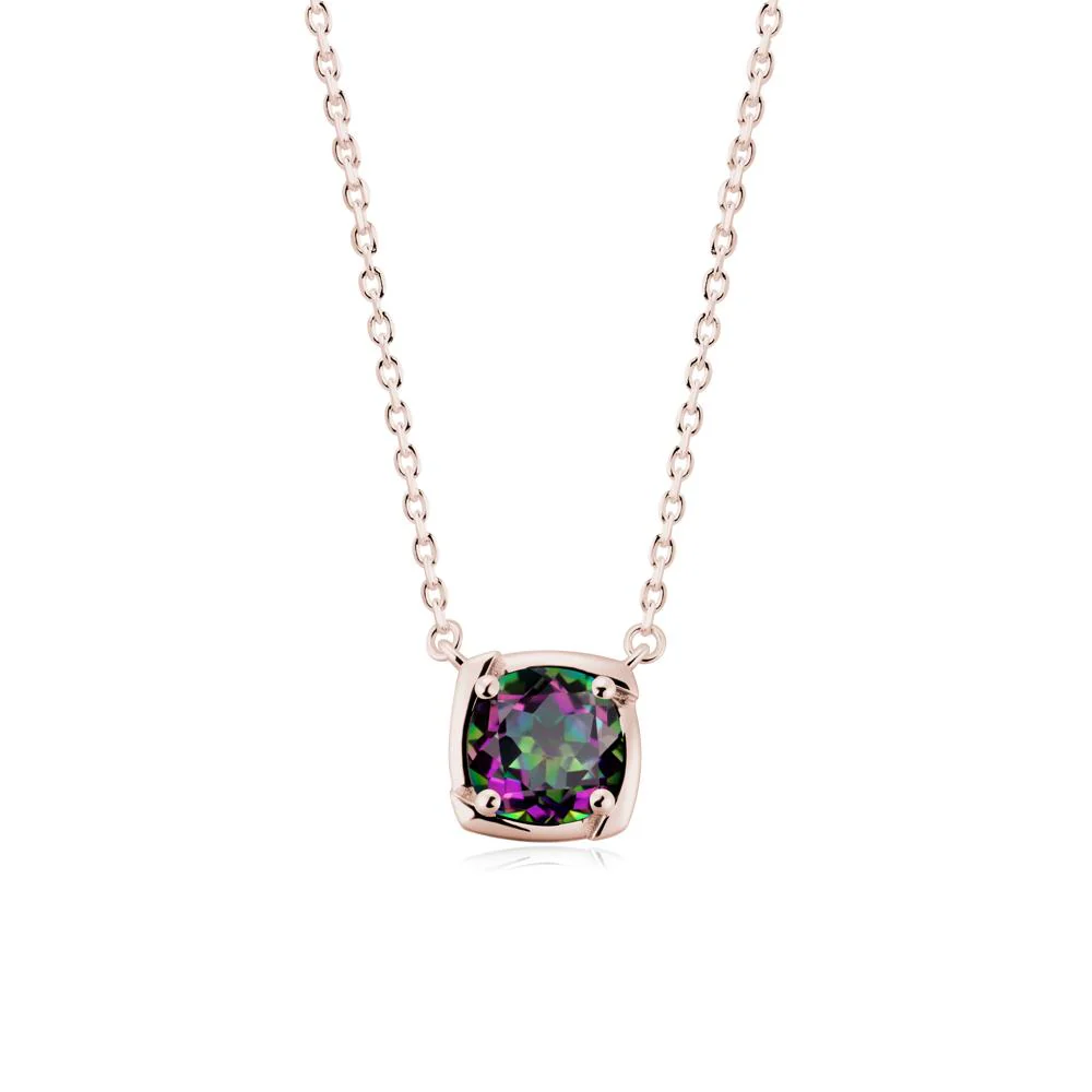 Square-Frame Round Mystic Topaz Necklace - Image 7