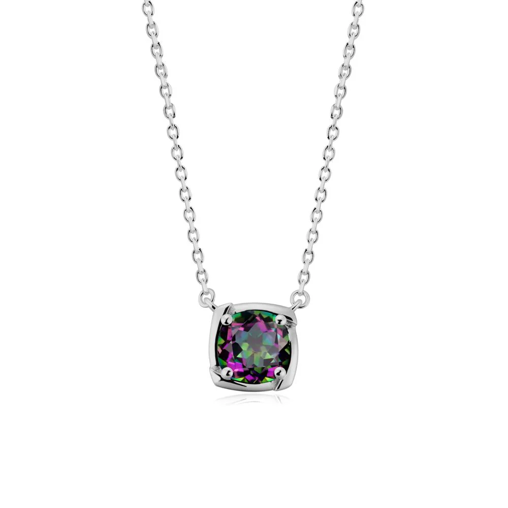 Square-Frame Round Mystic Topaz Necklace - Image 9