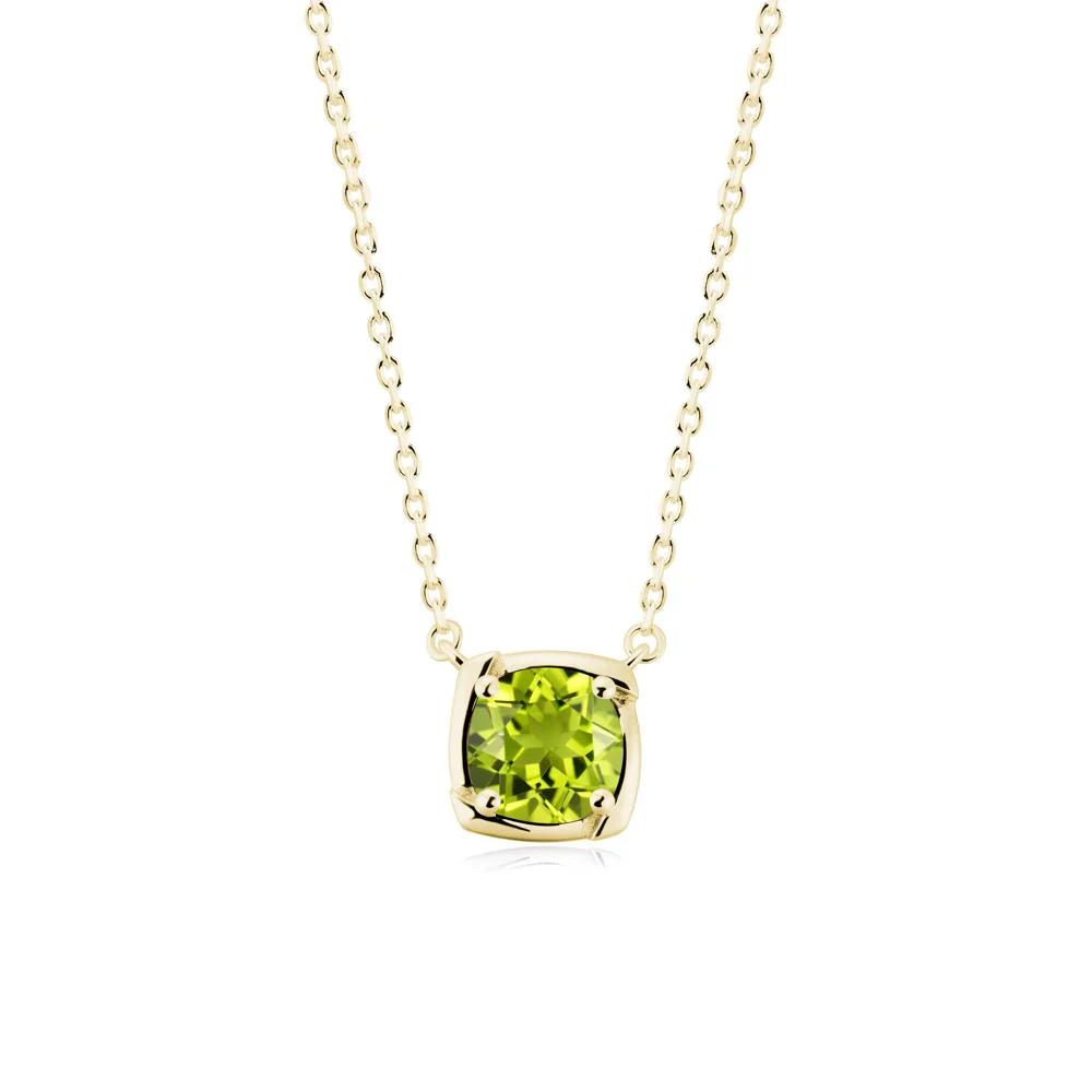Square-Frame Round Peridot Necklace - Image 3