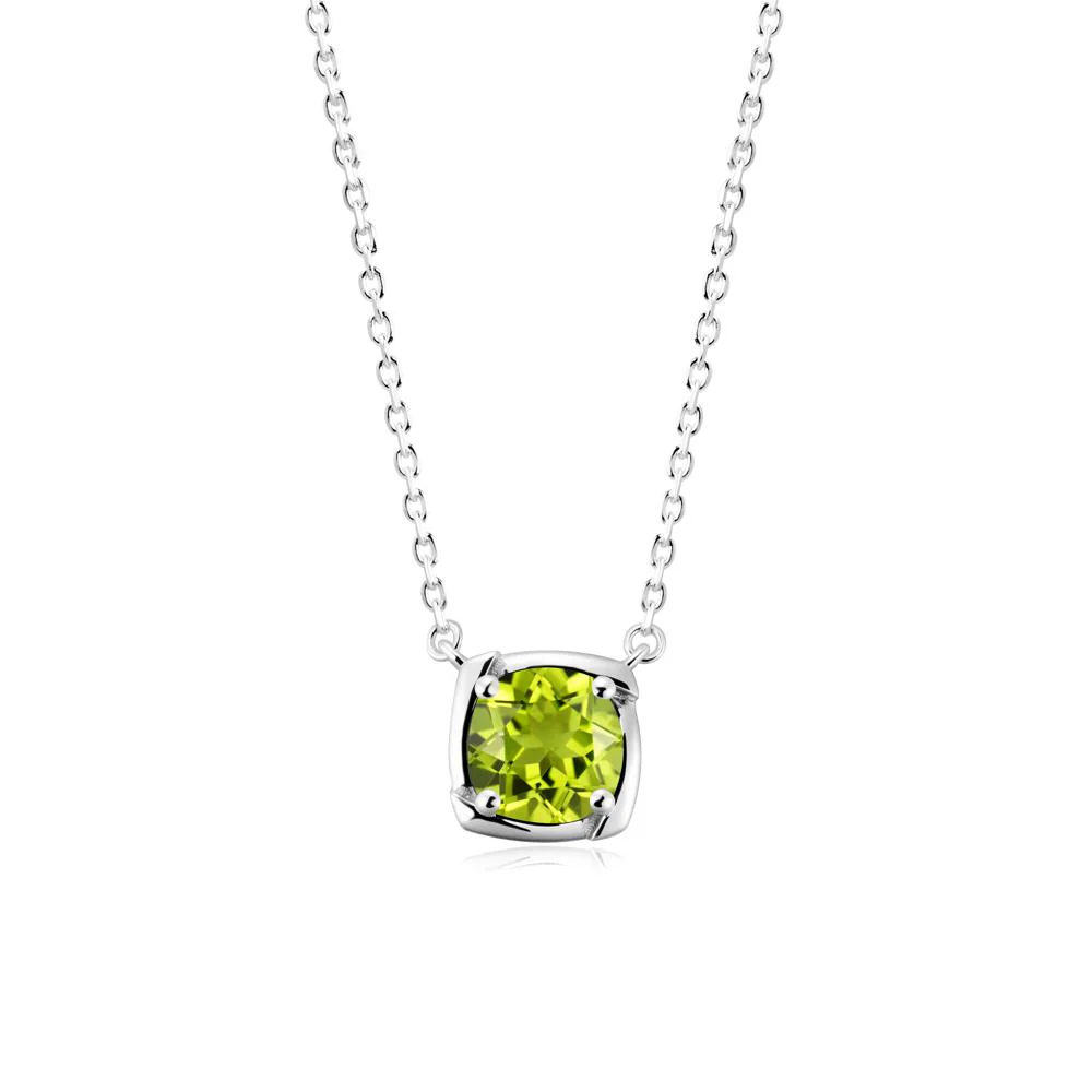 Square-Frame Round Peridot Necklace - Image 4