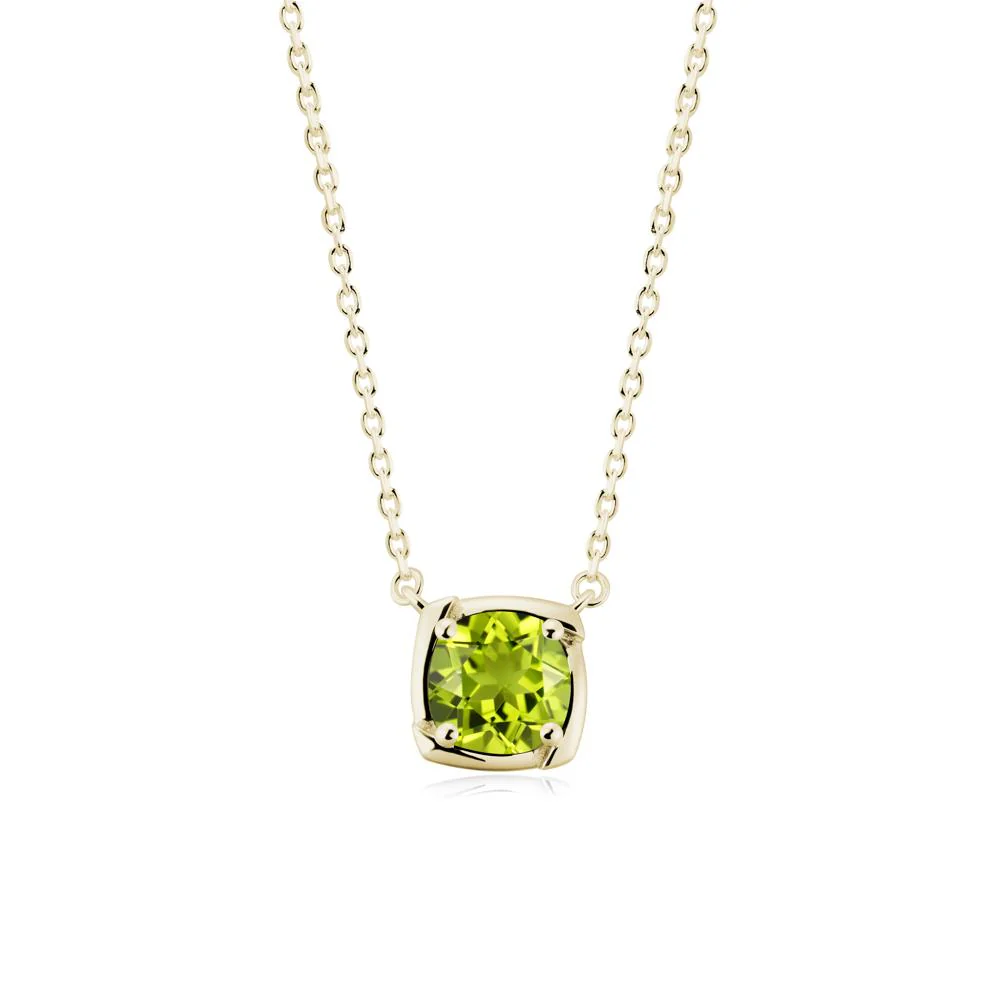 Square-Frame Round Peridot Necklace - Image 9