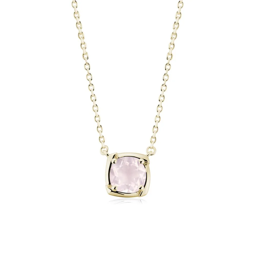 Square-Frame Round Rose Quartz Necklace - Image 3