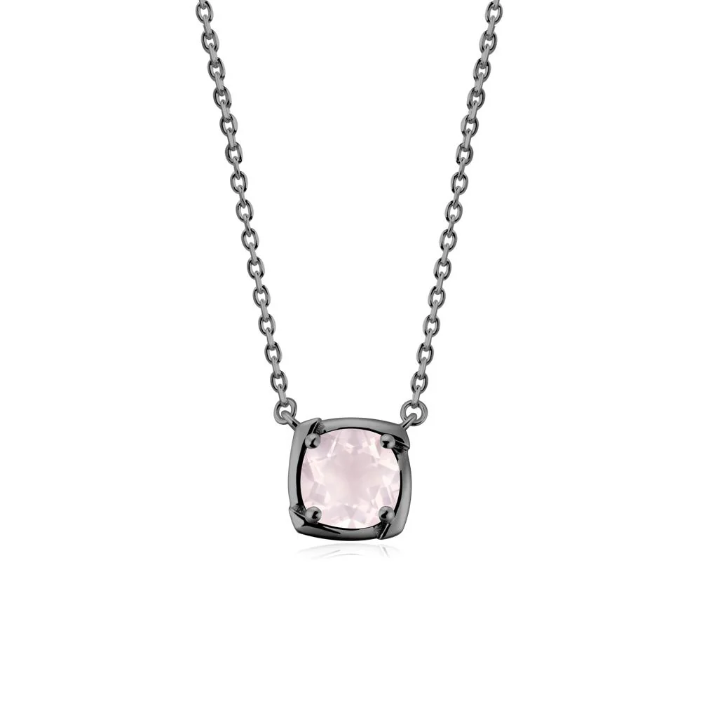 Square-Frame Round Rose Quartz Necklace - Image 4