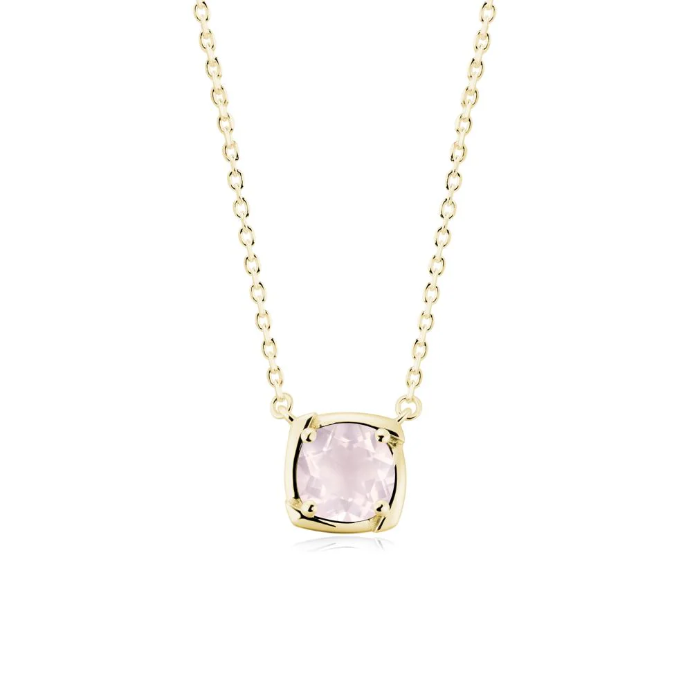 Square-Frame Round Rose Quartz Necklace - Image 6