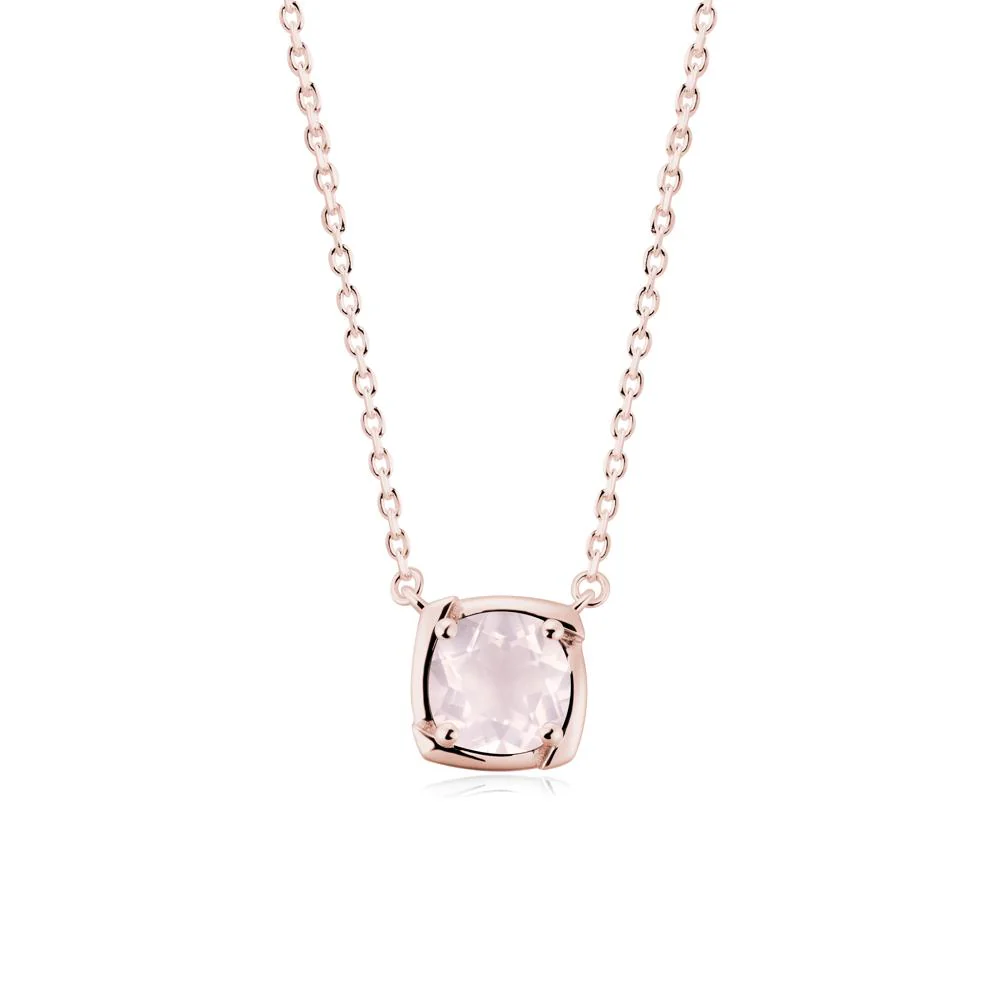 Square-Frame Round Rose Quartz Necklace - Image 9