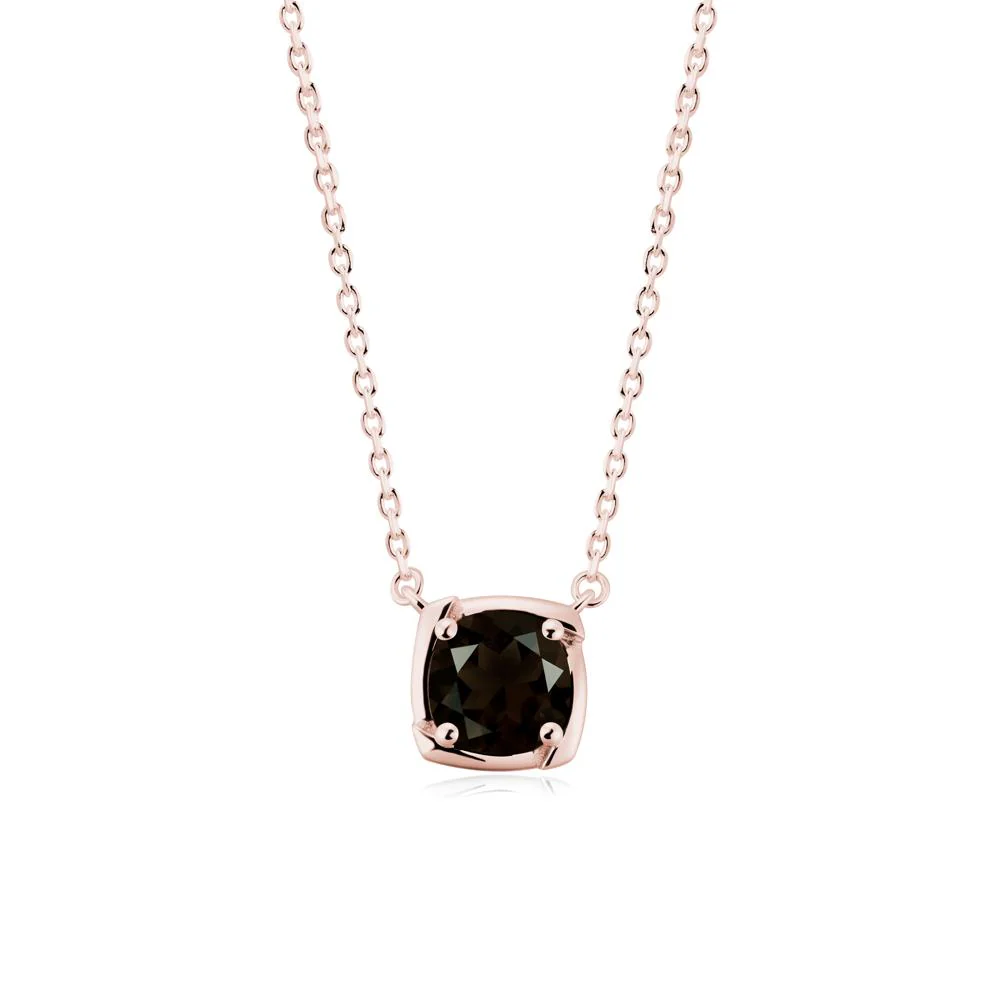 Square-Frame Round Smoky Quartz Necklace - Image 3