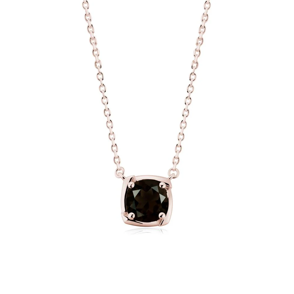 Square-Frame Round Smoky Quartz Necklace - Image 8