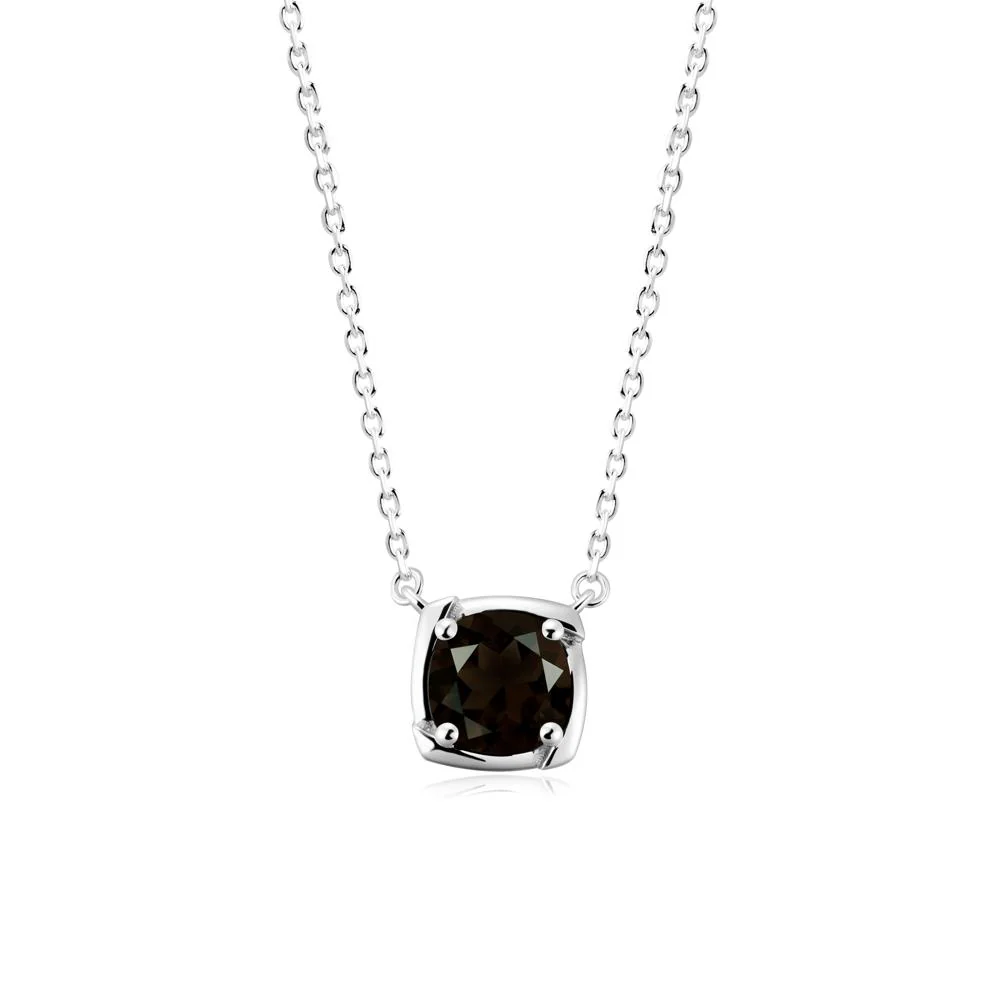 Square-Frame Round Smoky Quartz Necklace - Image 9