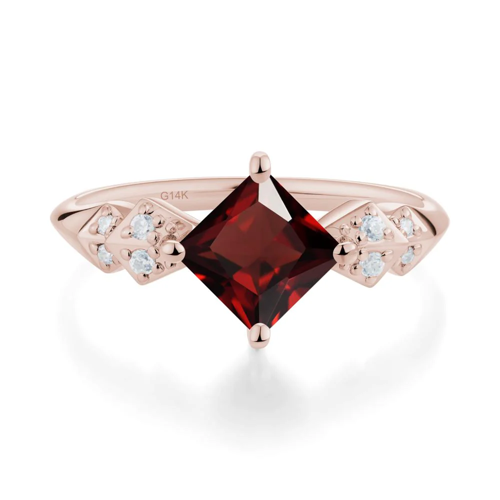 Square Garnet Engagement Ring - Image 2