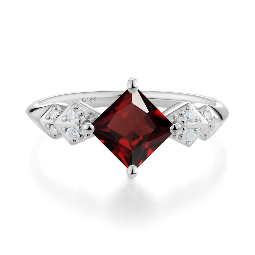 Square Garnet Engagement Ring - Image 5