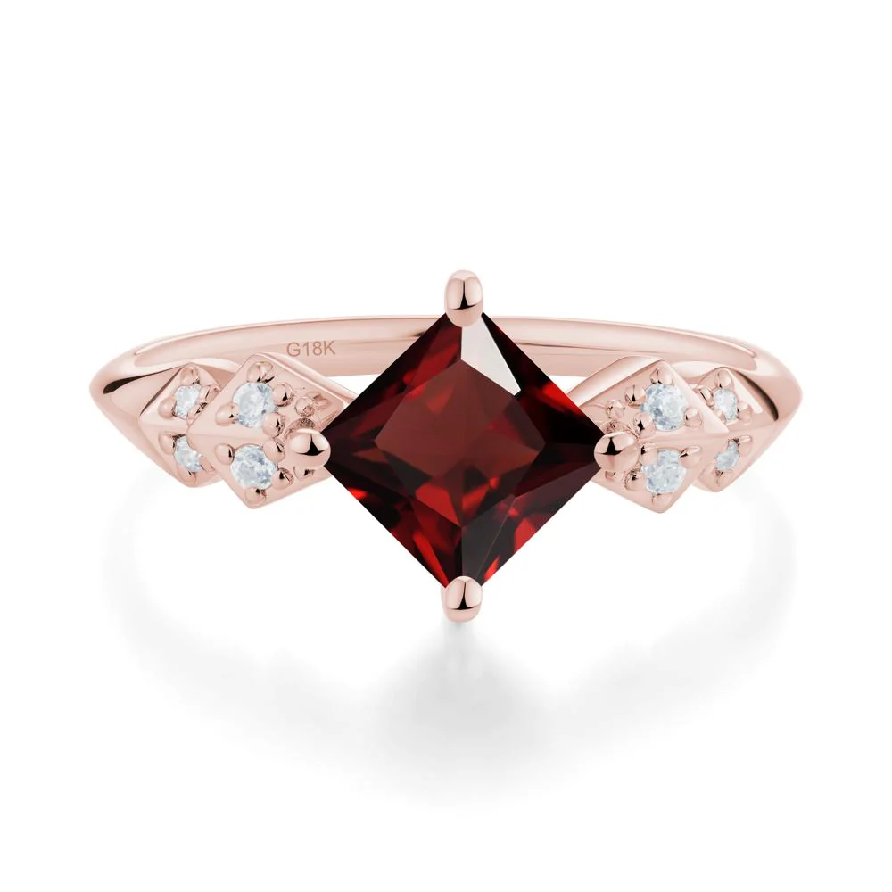 Square Garnet Engagement Ring - Image 7