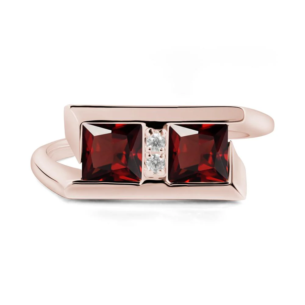 Square Garnet Toi Et Moi Ring