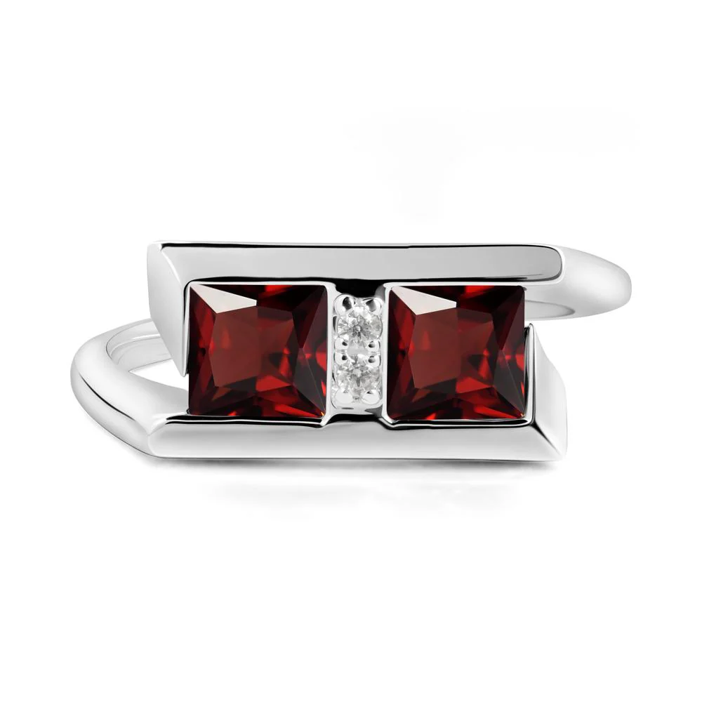 Square Garnet Toi Et Moi Ring - Image 5