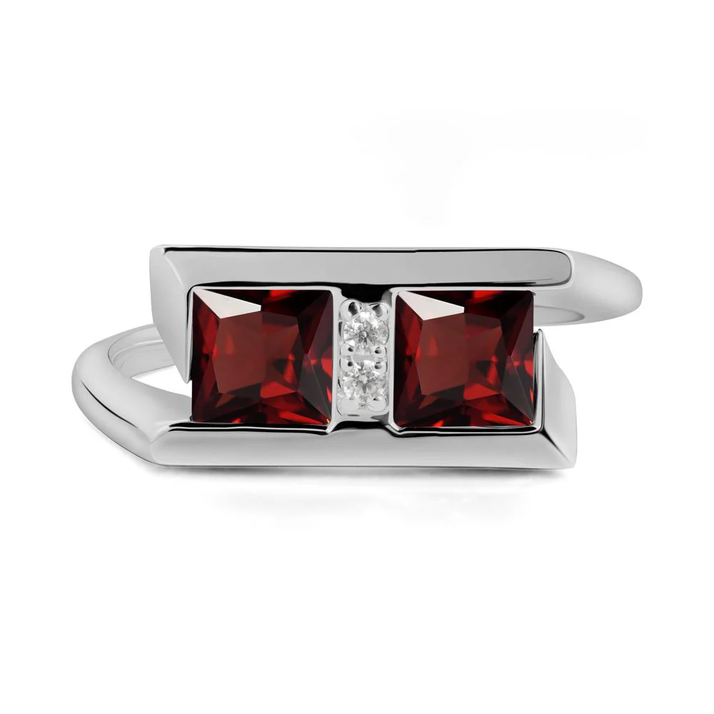 Square Garnet Toi Et Moi Ring - Image 6