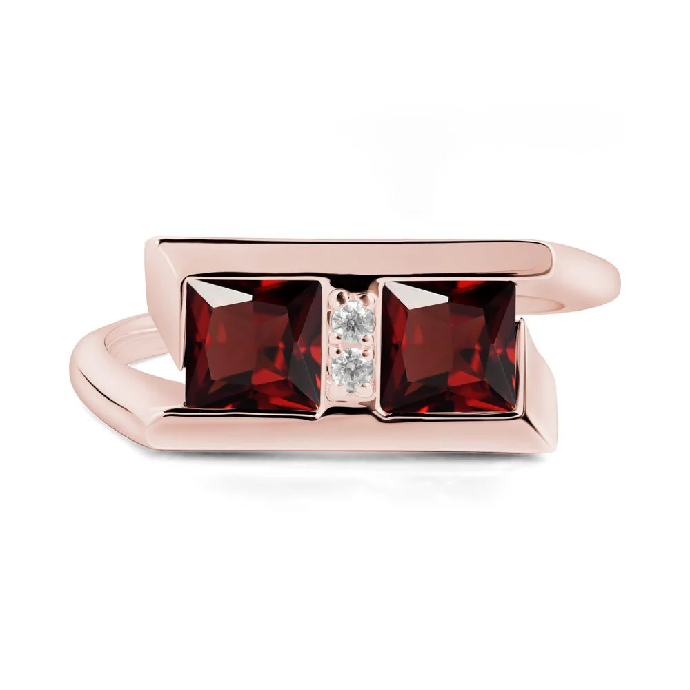 Square Garnet Toi Et Moi Ring - Image 8