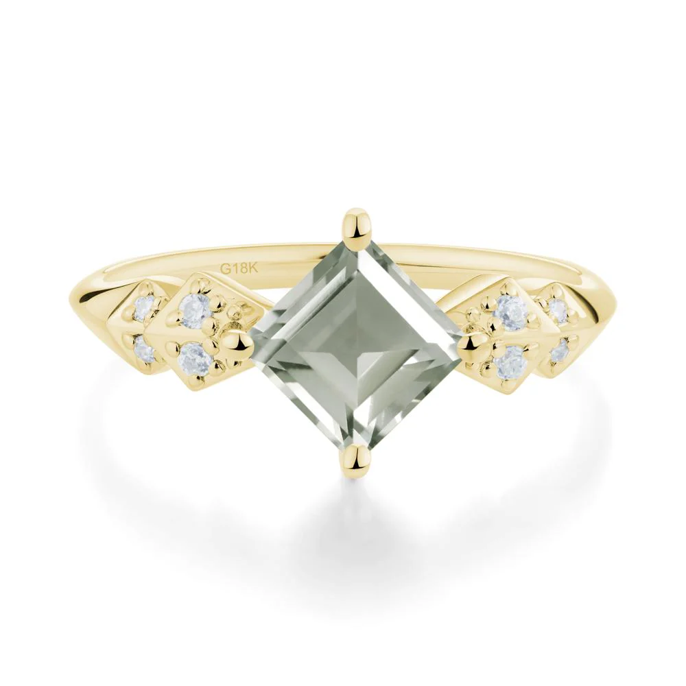 Square Green Amethyst Engagement Ring - Image 3