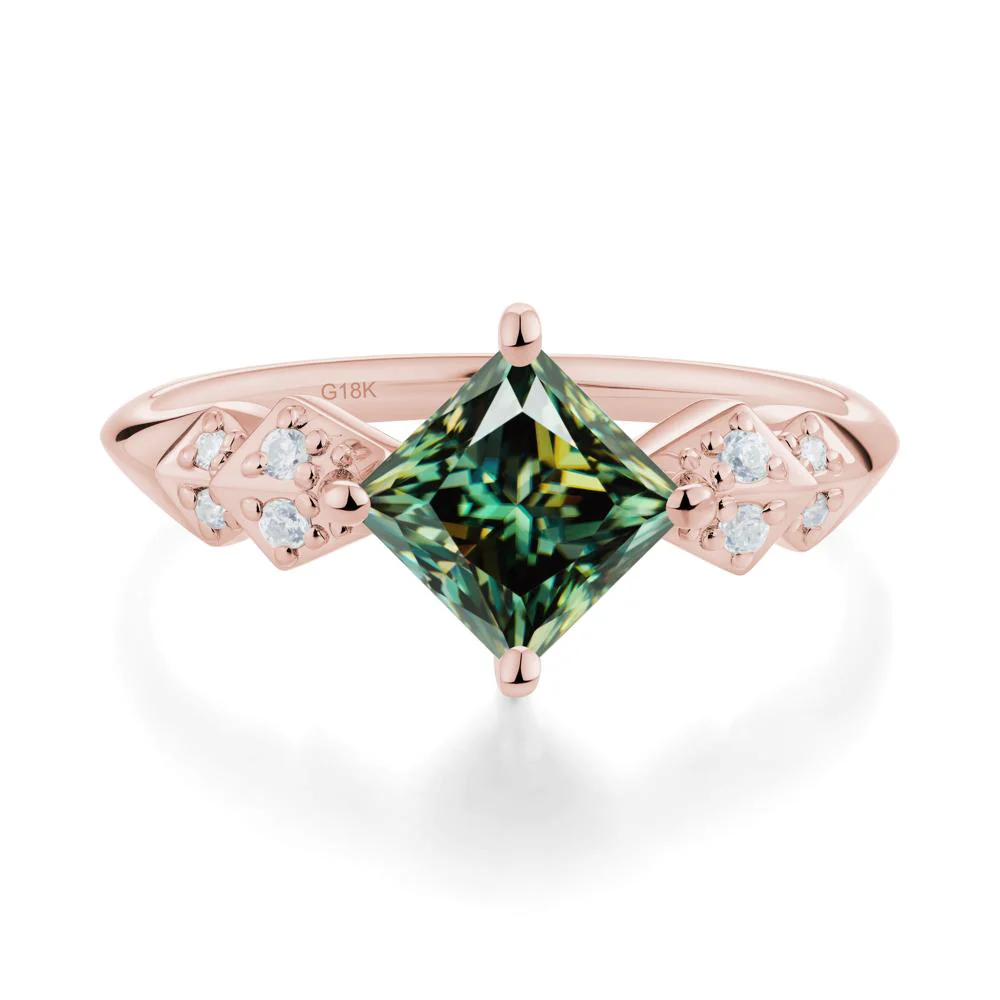 Square Green Moissanite Engagement Ring - Image 2