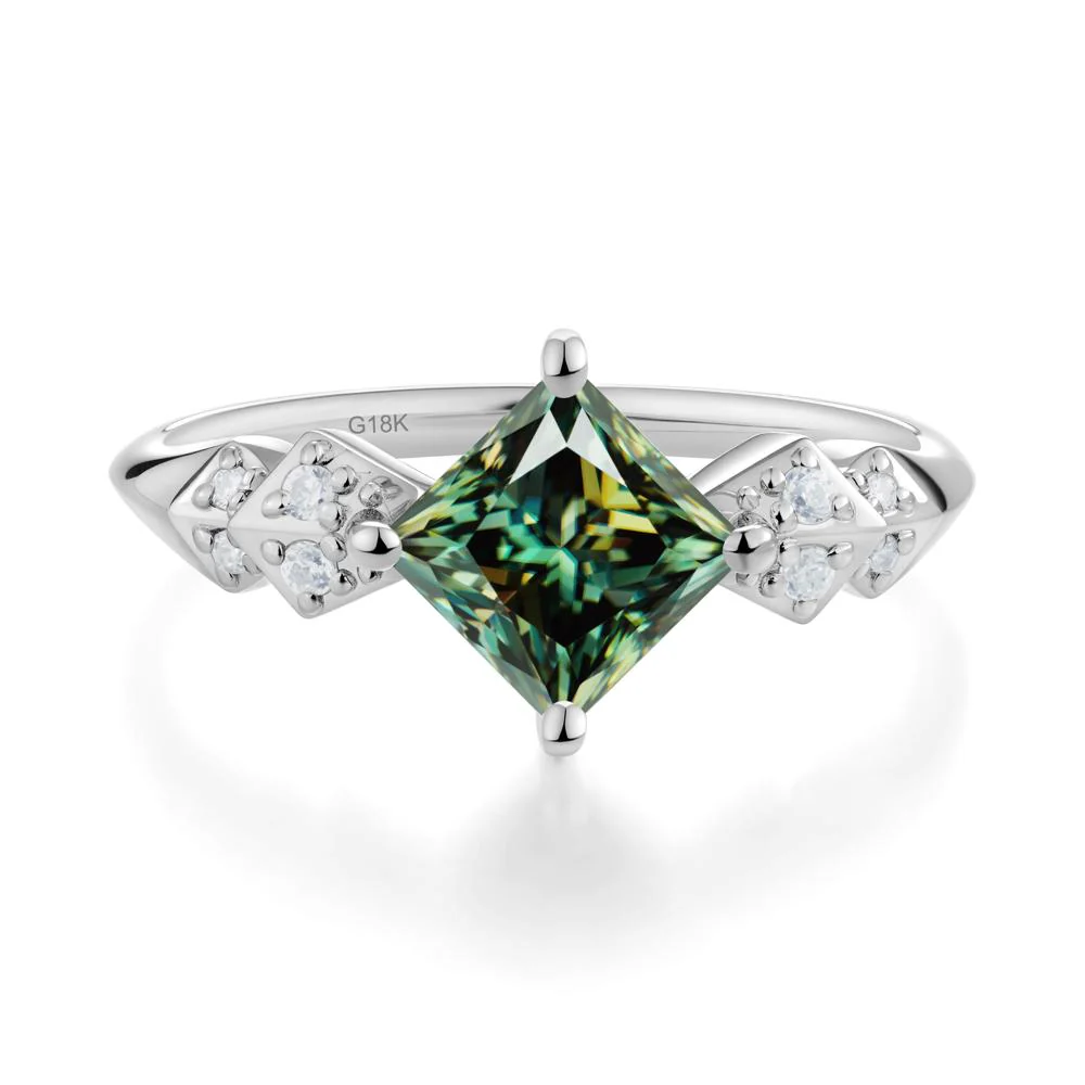 Square Green Moissanite Engagement Ring - Image 4