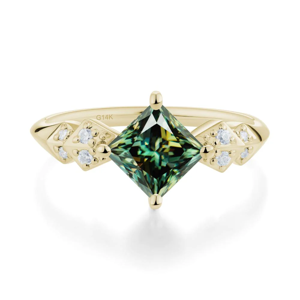 Square Green Moissanite Engagement Ring - Image 5
