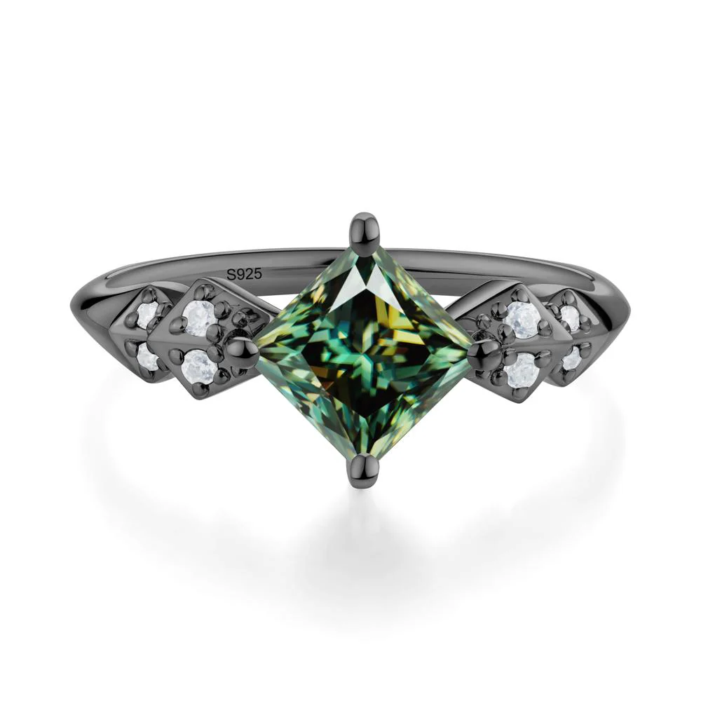 Square Green Moissanite Engagement Ring - Image 9