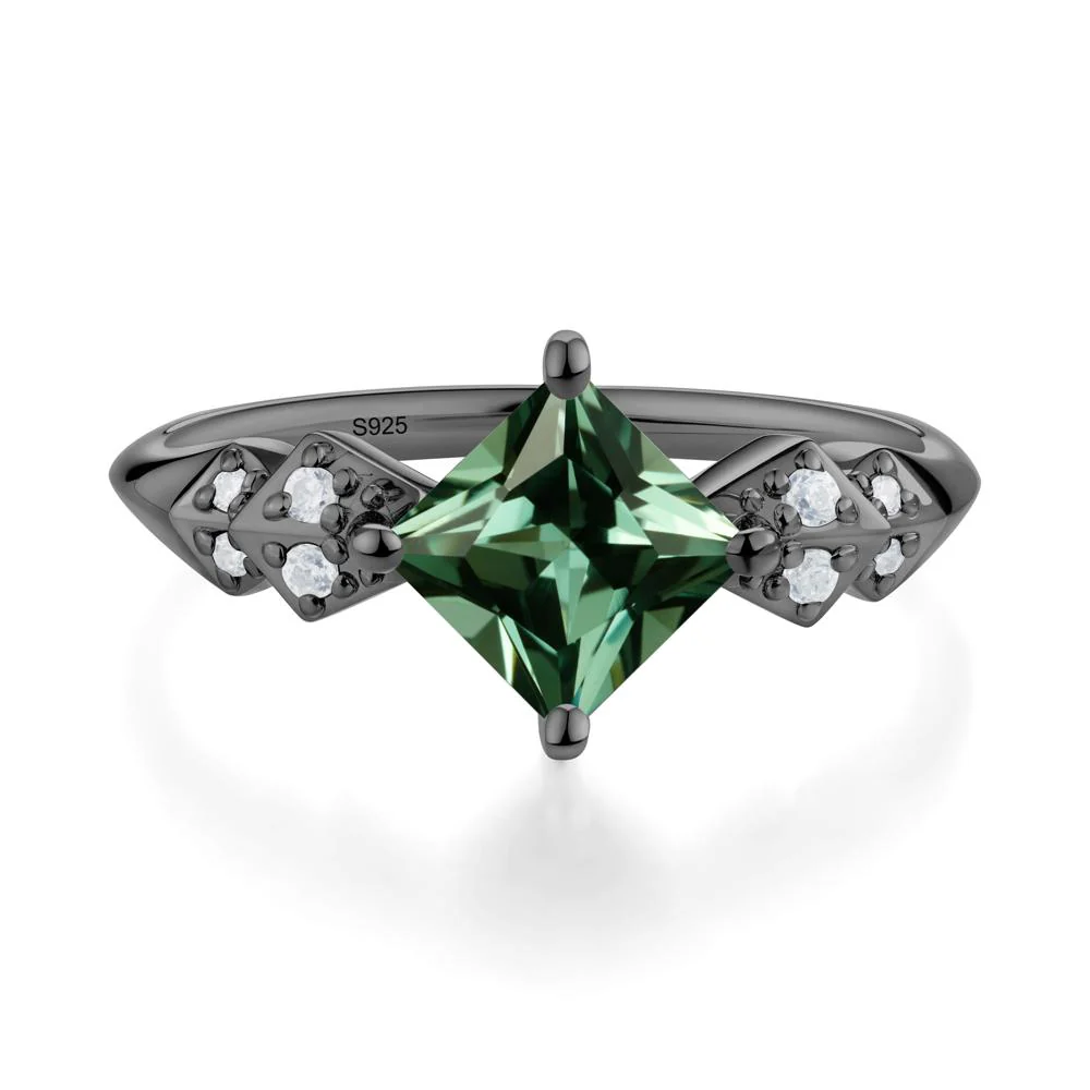 Square Green Sapphire Engagement Ring - Image 3