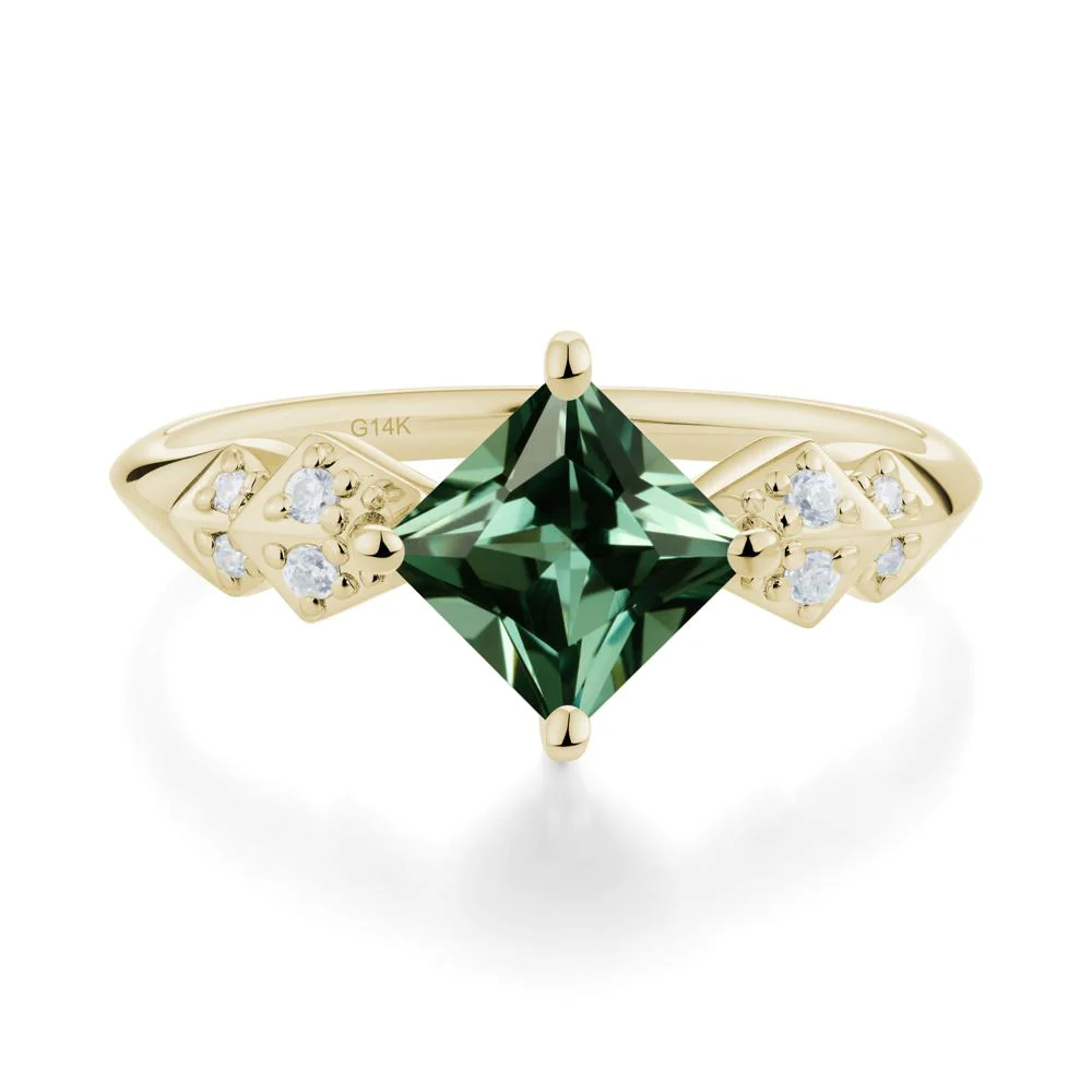 Square Green Sapphire Engagement Ring - Image 5