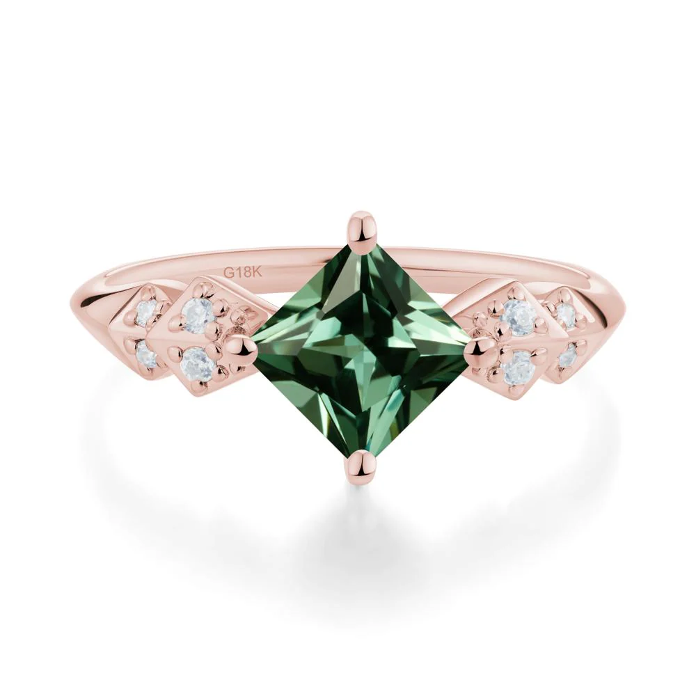 Square Green Sapphire Engagement Ring - Image 7