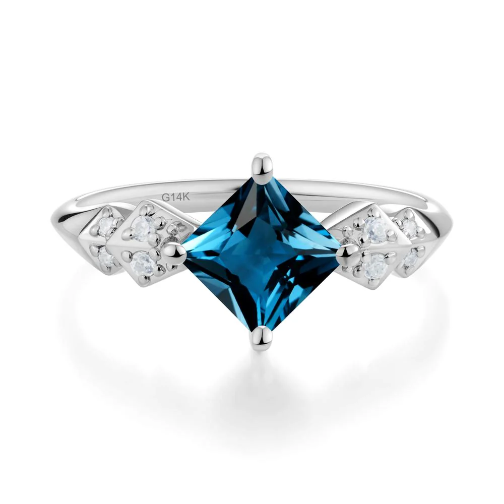 Square London Blue Topaz Engagement Ring