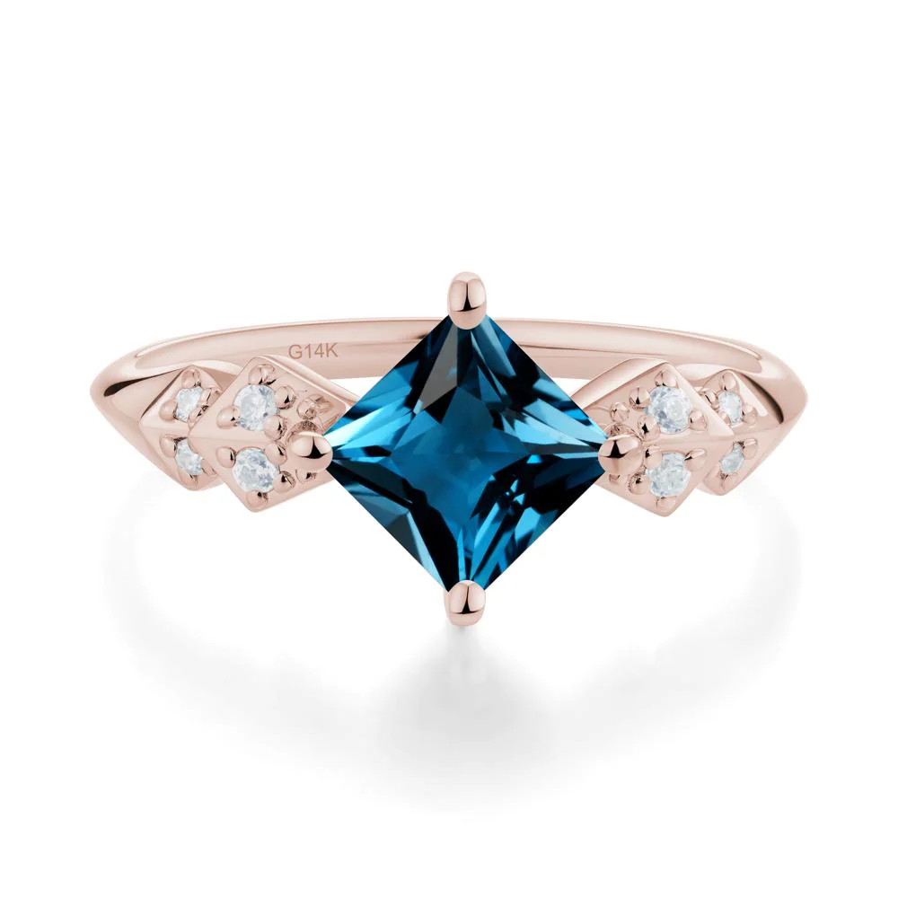 Square London Blue Topaz Engagement Ring - Image 6